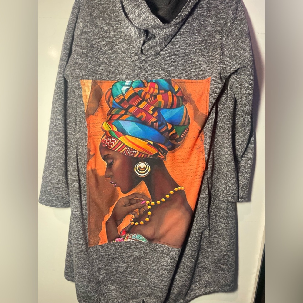 Gray Hoodie with Colorful Graphic
